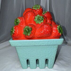 Homeworx By Harry Slatkin Ceramic Strawberry Basket Candle Holder/Lidded Jar
